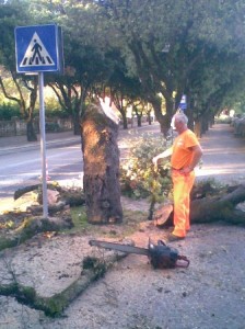 Operaio al lavoro in viale Matteotti